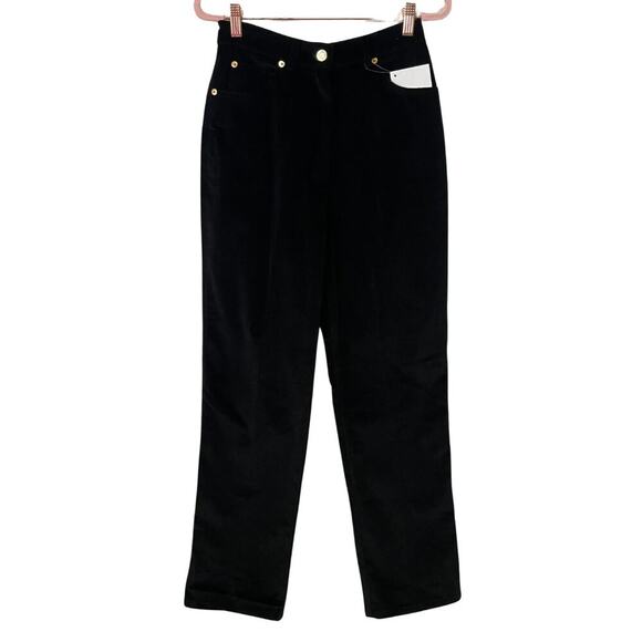 St. John Sport Marie Gray Pants Womens Size 2 Black High Rise Velvet Straight - Picture 1 of 14